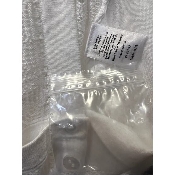 Talbots White Lace Front Cardigan Lightweight Short Sleeve Small Petite - Picture 4 of 5